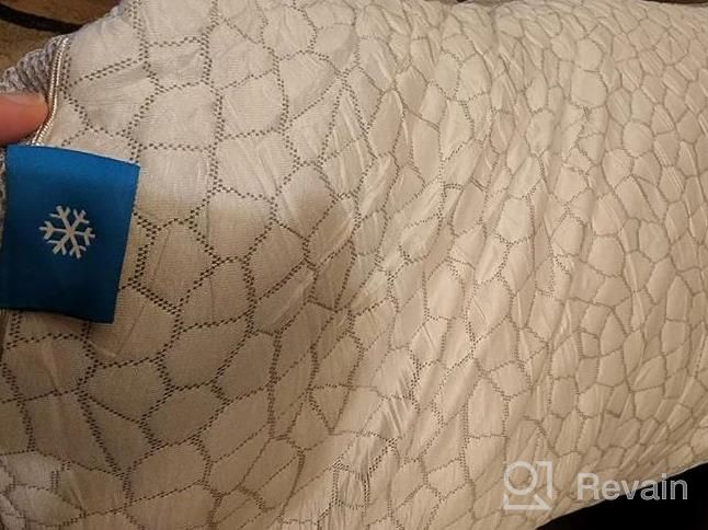 img 1 attached to EASELAND Cooling Bed Pillows [Queen Size Set Of 2] - Soft Luxury Hotel Gusseted Pillows For Sleeping, Premium Bamboo Rayon & Cooling Fabric Cover review by Kristina Scott