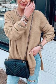 img 3 attached to Stay Stylish & Comfy With YIBOCK Women'S Loose Knit Pullover Sweater Jumper Tops