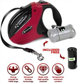 img 3 attached to Beastron Retractable Leash For Medium To Large Dogs Up To 110Lbs - 16Ft Tangle-Free Nylon, One Button Lock/Unlock, With Waste Bag Dispenser (Red, BP-01)