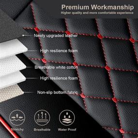 img 2 attached to Protect Your Car Seats In Style With GIANT PANDA 5 Waterproof Leather Car Seat Covers - Black+Red Line Full Set Universal Fit