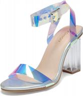 bojin women's block heel clear sandals: perfect for parties and weddings! logo