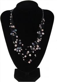 img 1 attached to Women'S Freshwater Pearl Cream And Black Multilayer Strand Illusion Necklace By LUREME