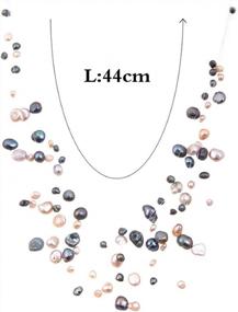 img 2 attached to Women'S Freshwater Pearl Cream And Black Multilayer Strand Illusion Necklace By LUREME