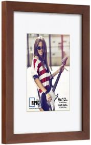 img 3 attached to Solid Wood Picture Frame With High Definition Glass - Displays 6X8 Photos With Mat Or 9X12 Photos Without Mat - Wall Mounting Brown Photo Frame For Home Décor By RPJC
