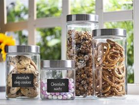 img 3 attached to 🏺 Versatile 4pc Glass Canister Sets with Airtight Lids - Perfect for Kitchen & Bathroom Storage + Labels & Marker Included - Ideal for Flour, Sugar, Coffee, Cookies, and More!