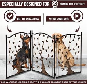 img 2 attached to 🐾 Bundaloo Large Freestanding Metal Folding Pet Gate - Portable Panels for Enhanced Dog & Cat Security - Foldable Enclosure Gates for Puppies - Indoor & Outdoor Safety for Pets