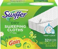 🧹 premium swiffer sweeper dry sweeping pad refills (32 count) - hardwood floor mop cleaner cloth refill with gain scent logo