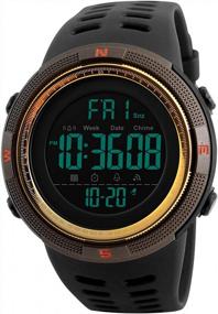 img 4 attached to Tonnier Men'S Outdoor Sports Watch: Dual Time, Stopwatch, Waterproof, LED Backlight & PU Band
