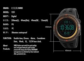 img 2 attached to Tonnier Men'S Outdoor Sports Watch: Dual Time, Stopwatch, Waterproof, LED Backlight & PU Band