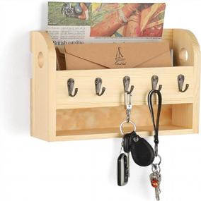 img 4 attached to Wall Mount Mail & Key Holder Organizer With Storage Shelf And Hooks By LIANTRAL