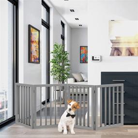 img 3 attached to Wooden Folding Pet Gate Collection - Freestanding Fence for Doorways, Halls, Stairs & Home - Step Over Divider - Ideal for Dogs & Puppies - PETMAKER