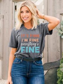img 1 attached to Nlife Women'S I'M Fine Everything'S Fine T-Shirt With Letter Print And Crew Neck, Short Sleeves
