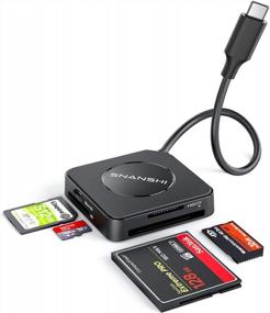 img 4 attached to Устройство чтения карт SNANSHI 4 в 1 USB C: одновременное чтение 4 SD-карт со скоростью 5 Гбит/с
