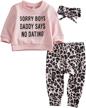 leopard print daddy's girl outfit set for newborn baby girls - top and pants with matching headband logo