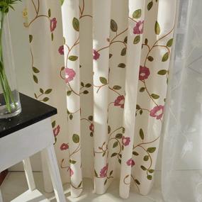img 3 attached to Chic Floral Embroidered Grommet Curtains, 84 Inch Length - Keep Privacy And Style With VOGOL'S Pastoral Window Drapes For Living Room And Bedroom - Set Of 2 Panels, W52 X L84