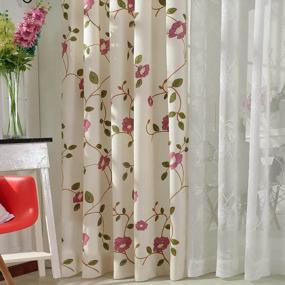 img 4 attached to Chic Floral Embroidered Grommet Curtains, 84 Inch Length - Keep Privacy And Style With VOGOL'S Pastoral Window Drapes For Living Room And Bedroom - Set Of 2 Panels, W52 X L84