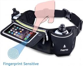 img 2 attached to FREETOO Hydration Belt [Improved Version] W/ 2X10Oz BPA-Free Bottles Leak-Proof, Adjustable Running Fuel Belt, W/Touchscreen Zipper Pockets Water Resistant, Fits IPhone 6-8Plus &5.5'' Smartphones