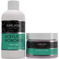 karlash professional polymer kit акриловая пудра bubble pink 2 унции и акриловый жидкий мономер 4 унции для наращивания акриловых ногтей, без мма, ультраблестящие и крепкие ногти акриловый набор для ногтей логотип