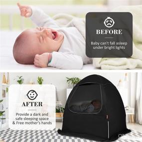 img 3 attached to 🏕️ Pack N Play Blackout Cover - Baby Blackout Tent for 97% Light Blockage | Portable Aluminum Pole Canopy with Monitor Pouch | Ideal for Travel, Sleeping, and Playtime