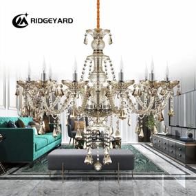 img 3 attached to Modern Luxurious 10-Light K9 Crystal Chandelier Candle Pendant Lamp Ceiling Lighting For Dining Room Bedroom Hallway Entry - Ridgeyard 25.6" X 35.4" (Cognac/Champagne Color)