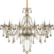 modern luxurious 10-light k9 crystal chandelier candle pendant lamp ceiling lighting for dining room bedroom hallway entry - ridgeyard 25.6" x 35.4" (cognac/champagne color) logo