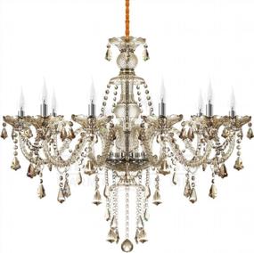 img 4 attached to Modern Luxurious 10-Light K9 Crystal Chandelier Candle Pendant Lamp Ceiling Lighting For Dining Room Bedroom Hallway Entry - Ridgeyard 25.6" X 35.4" (Cognac/Champagne Color)
