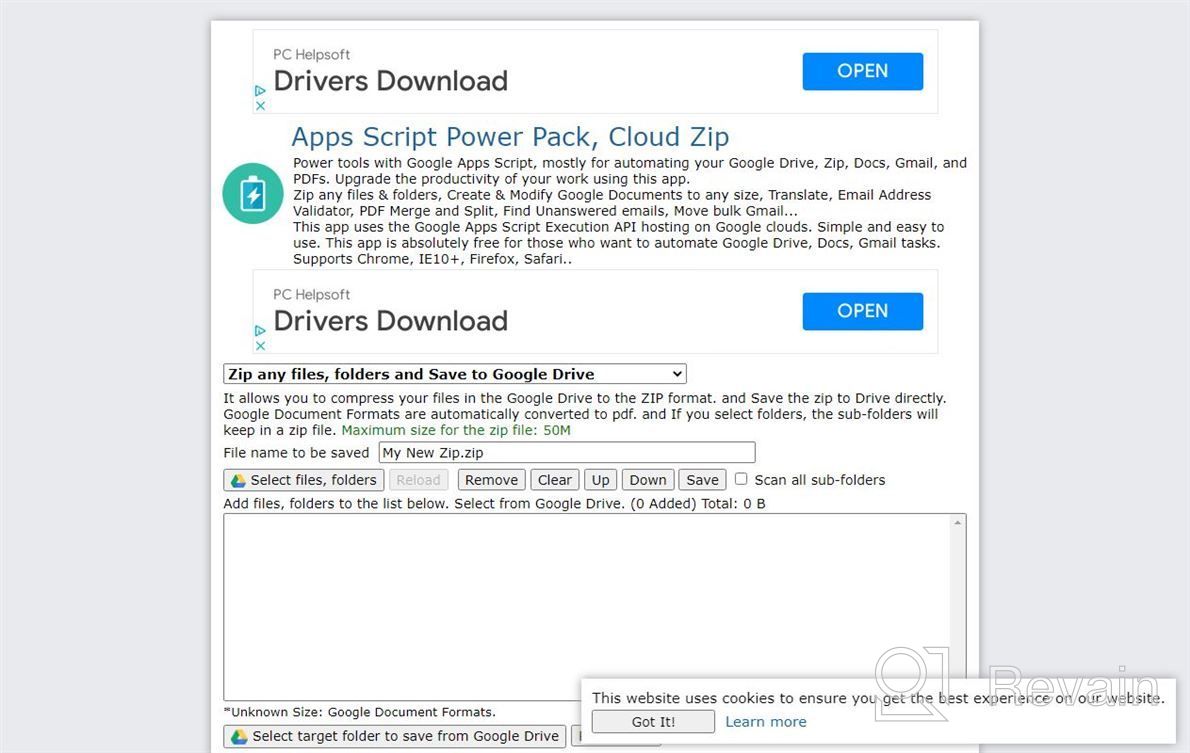 img 1 attached to Apps Script Power Pack Cloud Zip for G Suite review by Mark Jefferson