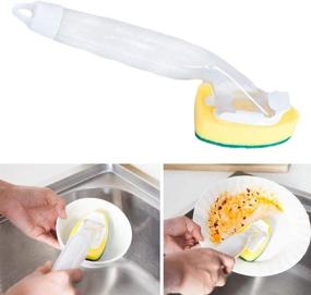 img 2 attached to 🧽 1 Heavy Duty Dish Wand Handle and 6 Non-Scratch Sink Cleaning Brush Pads, Refill Replacement Sponge Heads