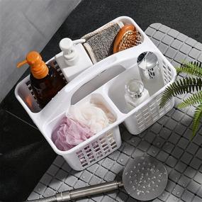 img 3 attached to White Portable Shower Caddy Basket – Divided Storage Organizer with Compartments and Handle for Cleaning Supplies, Bathroom, Bedroom, Kitchen, College Dorm, Garden, Under Sink
