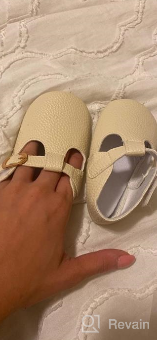 img 1 attached to HONGTEYA Soft Sole T-Strap Moccasins For Baby Girls And Boys - Perfect First Walker Mary Jane Sandals In PU Leather review by Craig Sethuraman