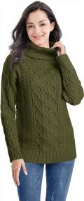 img 1 attached to Stay Cozy In Style: V28 Women'S Thick Cable Knit Turtleneck Sweater