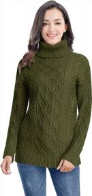 img 3 attached to Stay Cozy In Style: V28 Women'S Thick Cable Knit Turtleneck Sweater