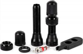 img 4 attached to I72 Bike Tubeless Schrader Valve Stem Alloy 40Mm Black - Pair With Core Tool