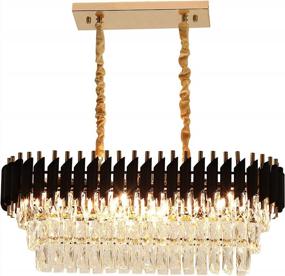 img 4 attached to FINXIN Rectangular Modern K9 Crystal Chandeliers Lighting FXCS02 Pendant Ceiling Lights Rectangle Chandelier Lamp Fixture 8-Lights For Dining Room Kitchen (8-Light)