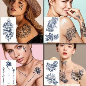 img 1 attached to Realistic Semi-Permanent Tattoo Stickers For Men And Women- Waterproof Peony, Butterfly, And Bird Designs