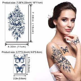 img 3 attached to Realistic Semi-Permanent Tattoo Stickers For Men And Women- Waterproof Peony, Butterfly, And Bird Designs