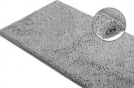 luxurux bath mat-extra-soft plush bath shower bathroom rug,1'' chenille microfiber material, super absorbent shaggy bath rug. machine wash & dry (21 x 59 inch, light grey) logo