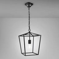 industrial vintage iron cage lantern pendant light with matte black finish, e26 base - perfect hanging chandelier for dining room and kitchen (bulb not included) logo