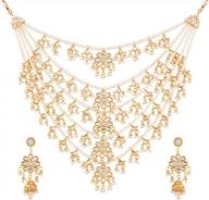 stunning aheli faux pearl & kundan necklace set - indian bollywood jewelry for women logo