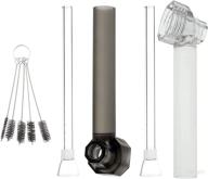 💧 portable water straw kit with clean brushes - reusable screw-on bottle converter set of 2 packs (black and white) logo