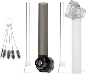 img 4 attached to 💧 Portable Water Straw Kit with Clean Brushes - Reusable Screw-on Bottle Converter Set of 2 Packs (Black and White)