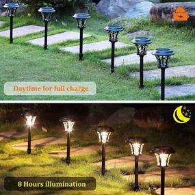 img 3 attached to MAGGIFT 6 Pack 25 Lumen Solar Powered Pathway Lights, Super Bright SMD LED Outdoor Lights, Stainless Steel & Glass Waterproof Light For Landscape, Lawn, Patio, Yard, Garden, Deck Driveway, Warm White