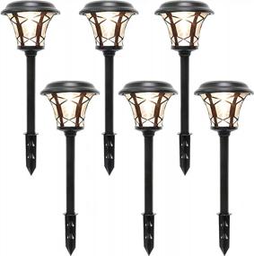 img 4 attached to MAGGIFT 6 Pack 25 Lumen Solar Powered Pathway Lights, Super Bright SMD LED Outdoor Lights, Stainless Steel & Glass Waterproof Light For Landscape, Lawn, Patio, Yard, Garden, Deck Driveway, Warm White