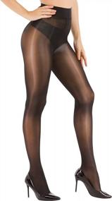 img 4 attached to Ultra Shimmery Women'S Control Top Footed Pantyhose With High Waist For Super Sexy Silk Stocking Look