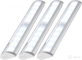 img 4 attached to 💡 10-LED Wireless Motion Sensor Stick-on Step Light Bar with Magnetic Strip, Pure White, Pack of 3