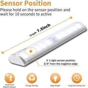 img 1 attached to 💡 10-LED Wireless Motion Sensor Stick-on Step Light Bar with Magnetic Strip, Pure White, Pack of 3