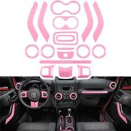 complete 18-piece interior trim kit for jeep wrangler jk jku 2011-2018 4-door - steering wheel, center console, door handle, vent, cup holder, gear cover (pink) логотип