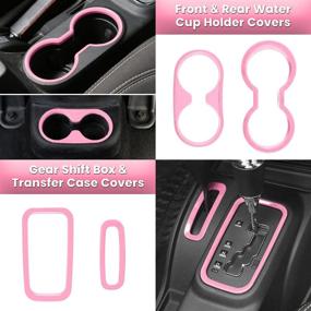 img 1 attached to Complete 18-Piece Interior Trim Kit for Jeep Wrangler JK JKU 2011-2018 4-Door - Steering Wheel, Center Console, Door Handle, Vent, Cup Holder, Gear Cover (Pink)