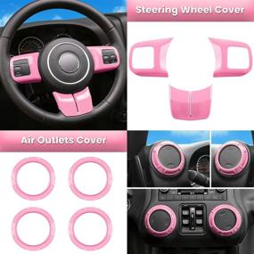 img 2 attached to Complete 18-Piece Interior Trim Kit for Jeep Wrangler JK JKU 2011-2018 4-Door - Steering Wheel, Center Console, Door Handle, Vent, Cup Holder, Gear Cover (Pink)