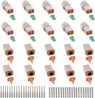 waterproof electrical wire connector - jrready st6248 dt 4 pin, set of 10, gray, solid contacts, 14-20awg логотип